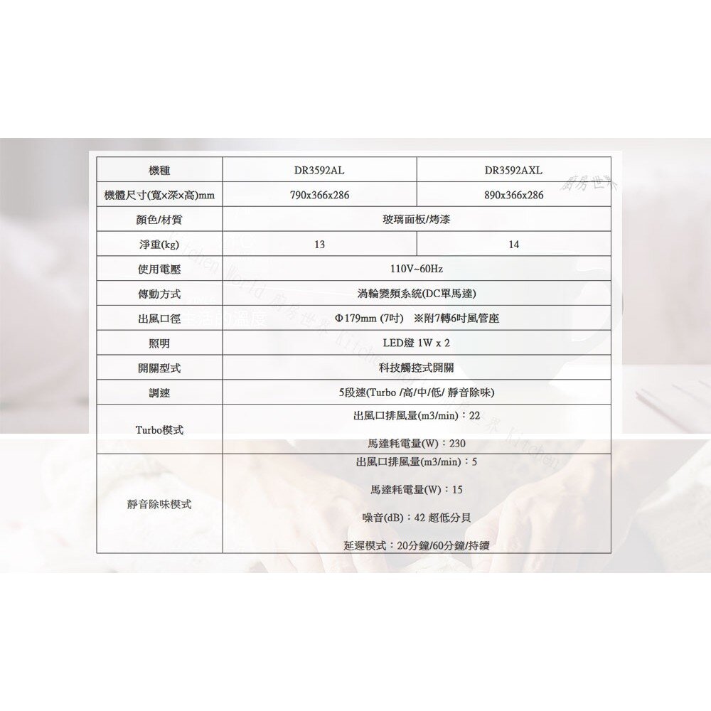 【免運費】 櫻花牌 DR3592AL 80CM 觸控隱藏型除油煙機 渦輪變頻 限定區域送基本安裝-圖片-4