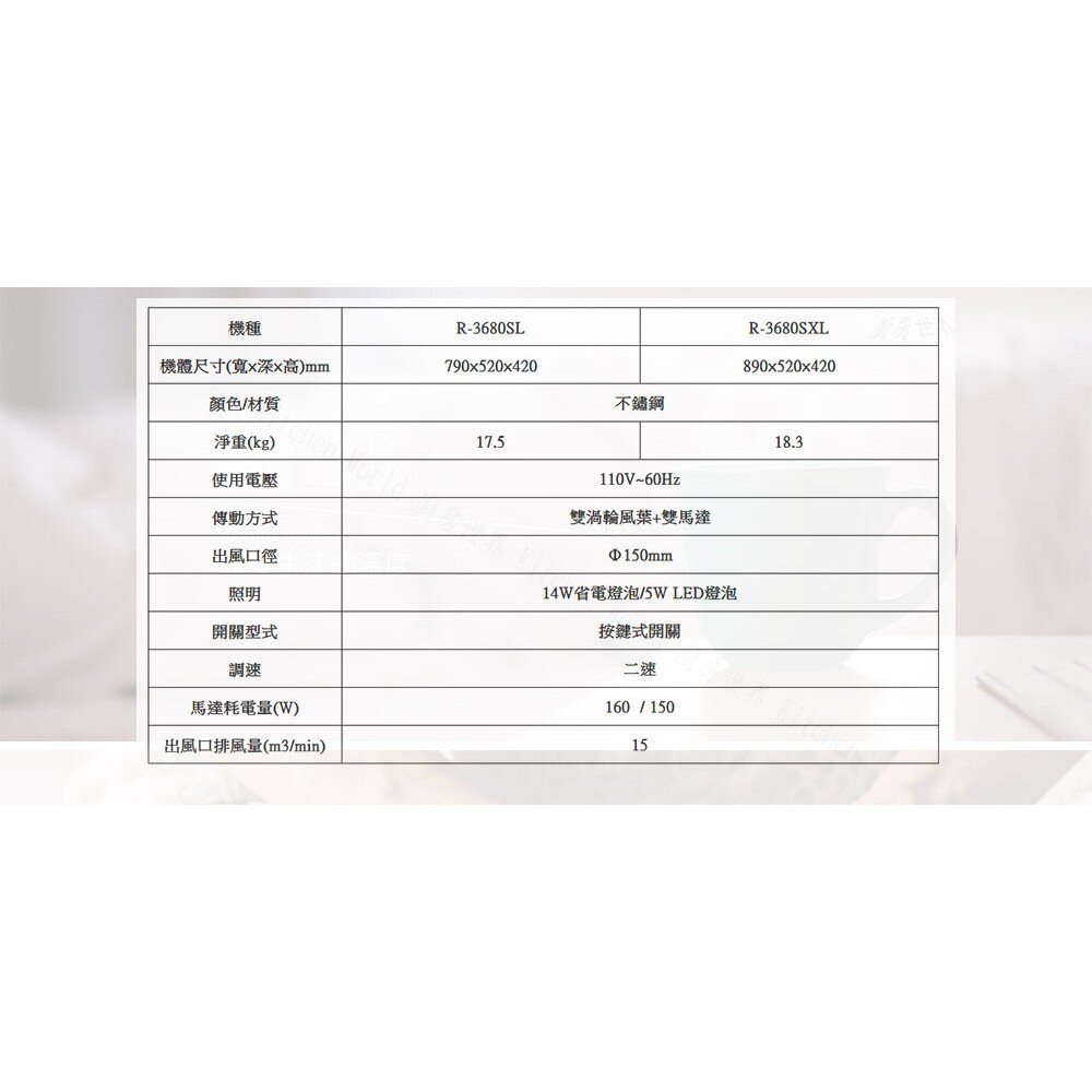 【免運費】 高雄 櫻花牌 R3680SL R3680SXL 深罩式除油煙機 雙效除油 R3680 限定區域送基本安裝-圖片-4