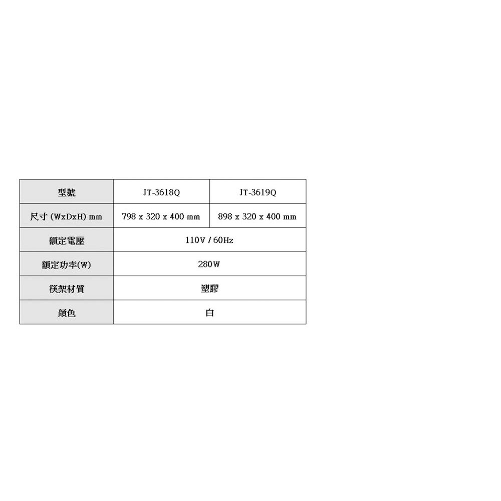 高雄 喜特麗 JT-3619Q 全平面 懸掛式 烘碗機 JT-3619 限定區域送基本安裝-圖片-5