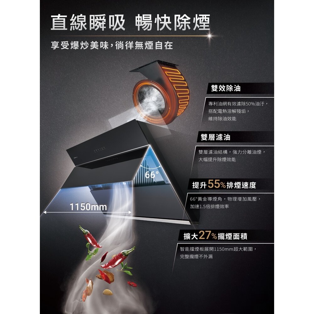 【免運費】 櫻花牌 R7650 90cm 近吸除油煙機 全鋼化黑玻璃 限定區域送基本安裝-圖片-4