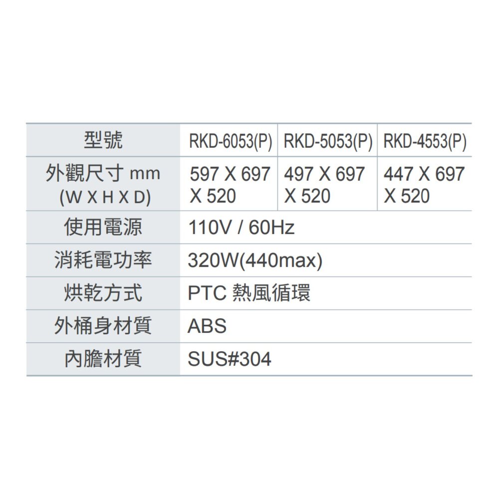 林內牌 RKD-4553P 落地式 烘碗機 ☆臭氧殺菌 RKD-4553 (P) 限定區域送基本安裝-圖片-4