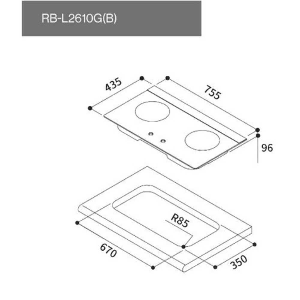 林內牌 RB-L2610G(B) 檯面式 彩焱玻璃雙口爐 瓦斯爐 限定區域送基本安裝-圖片-3