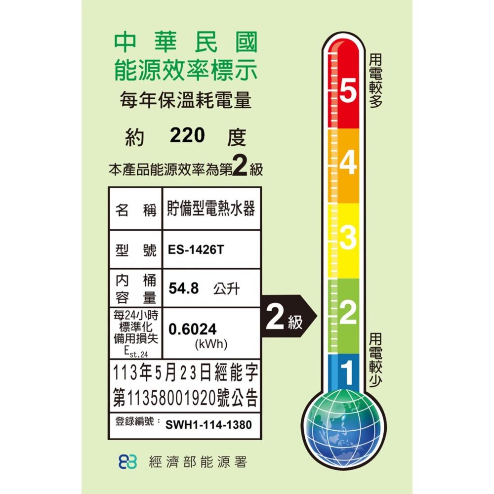 高雄 怡心牌 ES-1426T 54.8L 直掛 電能 熱水器-圖片-3