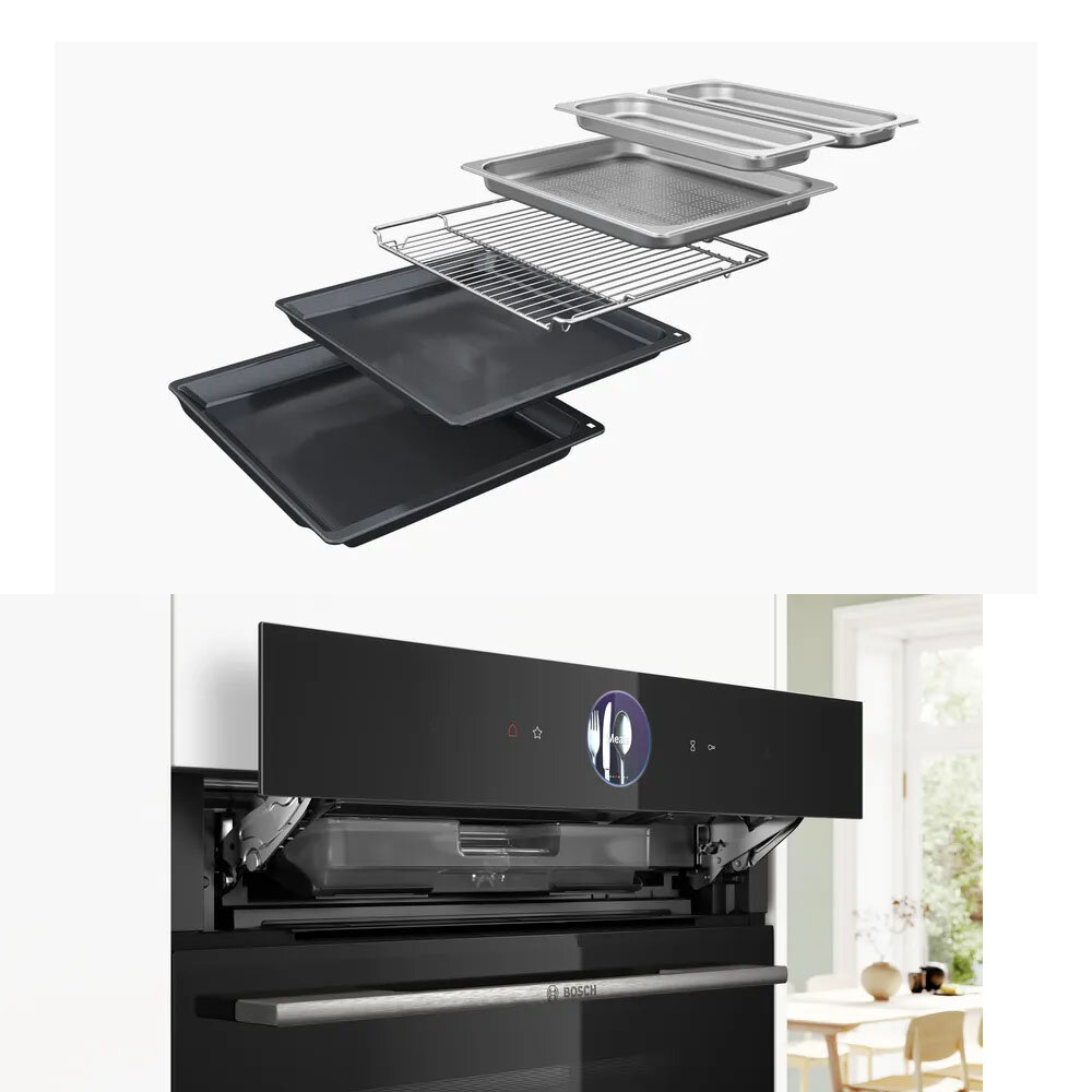 高雄 BOSCH 博世 HSG7361B1 8系列 嵌入式蒸烤爐 60 x 60 cm 深遂黑-圖片-2