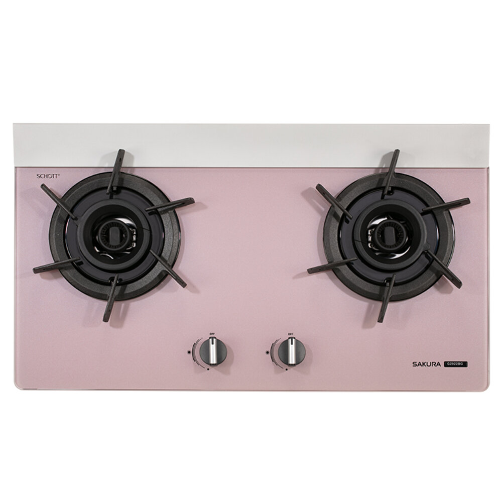 櫻花牌 G2922BG 胭脂粉 二口雙炫火玻璃檯面爐 2922 限定區域送基本安裝-圖片-1