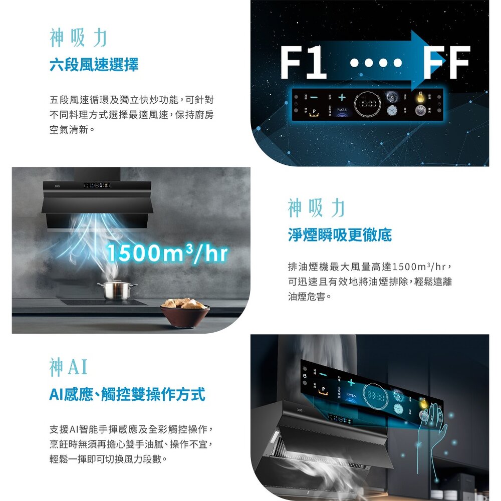 BEST G3150 靠壁 近吸式抽油煙機 電熱除油 智能手揮 PM2.5偵測 抽油煙機-圖片-2