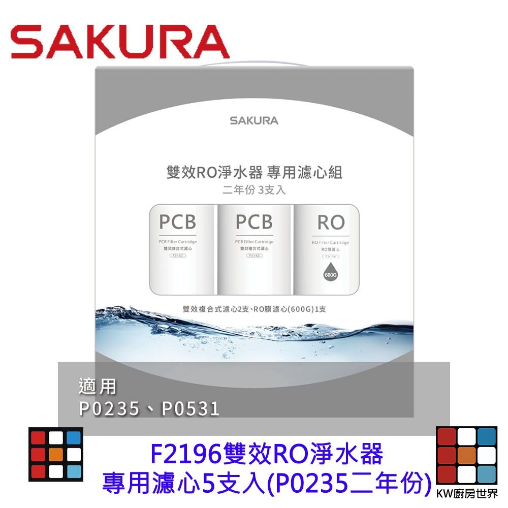 241014122151-【免運費】 高雄 櫻花牌 F2196 雙效 RO 淨水器 專用濾心5支入 (P0235二年份) 【KW廚房世界】