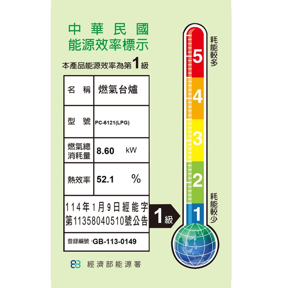 限量販售 售完為止 寶田 PC-6121 不鏽鋼檯面爐  一級節能 檯面瓦斯爐-圖片-2
