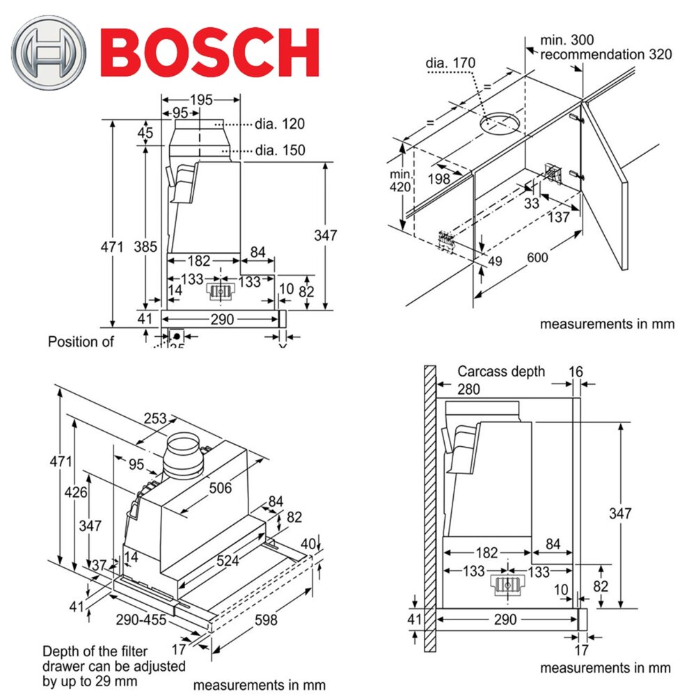BOSCH 博世 DFS067A51B 4系列 隱藏式排油煙機 60 cm 金屬銀色-圖片-3