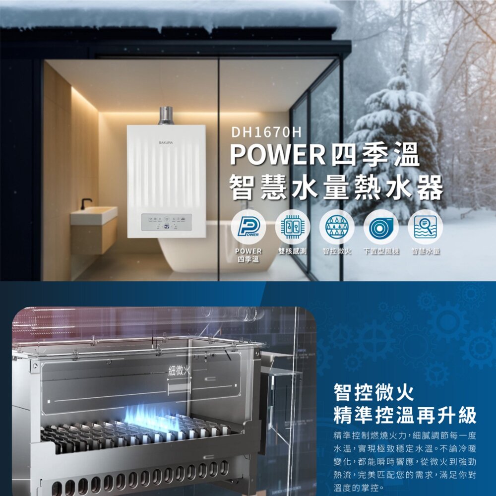 高雄 櫻花牌 熱水器 DH1670H POWER 四季溫智慧水量 限定區域送基本安裝-圖片-5