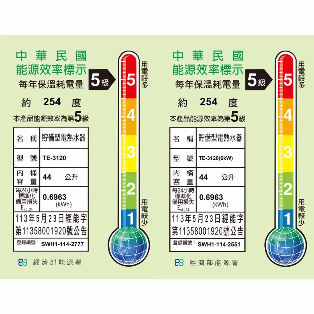 莊頭北 TE-3120 12加侖直掛 儲熱式 琺瑯電熱水器 限定區域送基本安裝-圖片-2
