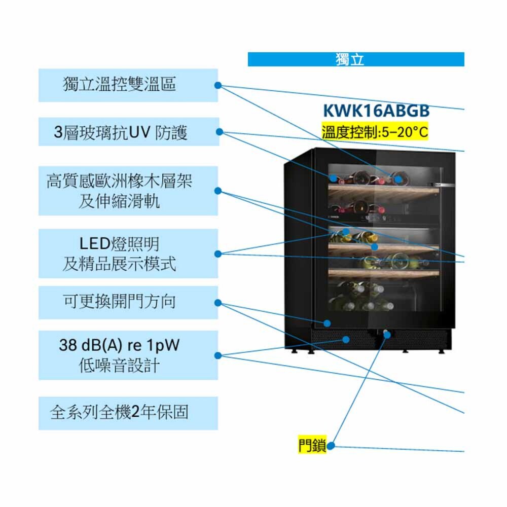 預購中 高雄 BOSCH 博世 KWK16ABGB 酒櫃 220v-圖片-1