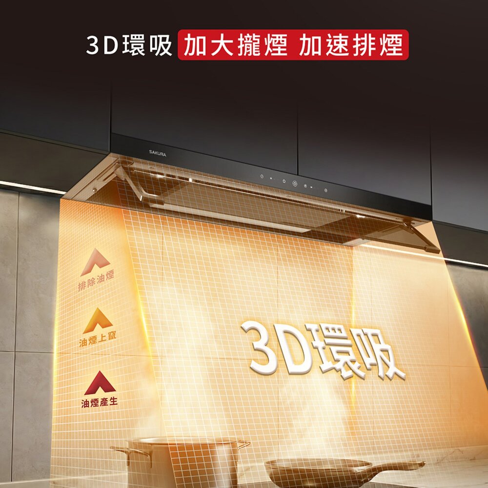 櫻花牌 DR3593 觸控隱藏除油煙機 渦輪變頻 環吸系列 限定區域含基本安裝-圖片-3