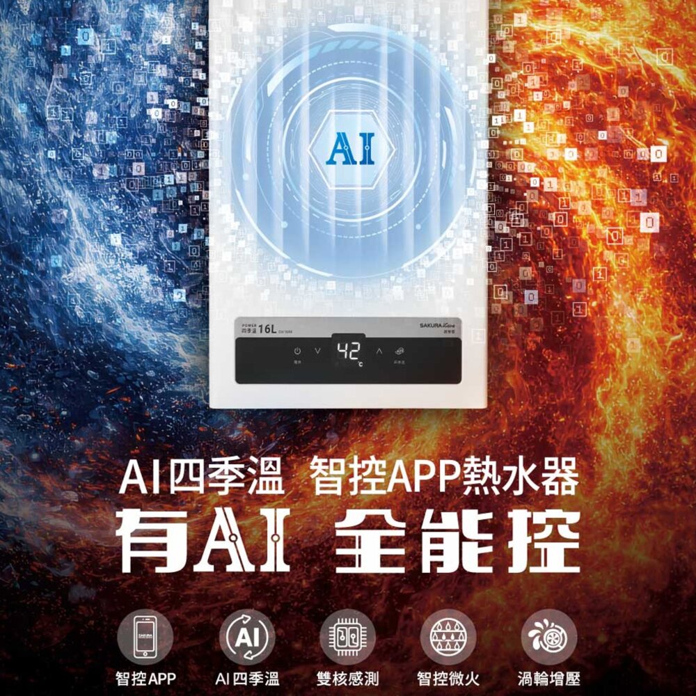 高雄 櫻花牌 DH1696 16L AI四季溫 智控APP熱水器 限定區域送基本安裝-圖片-4