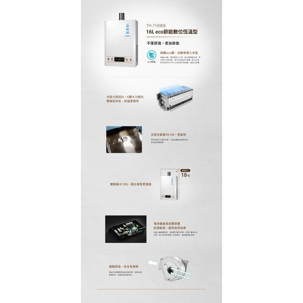 莊頭北 TH-7169EBFE 16L eco 節能數位恆溫型 熱水器 強制排氣 7169 限定區域送基本安裝-圖片-4