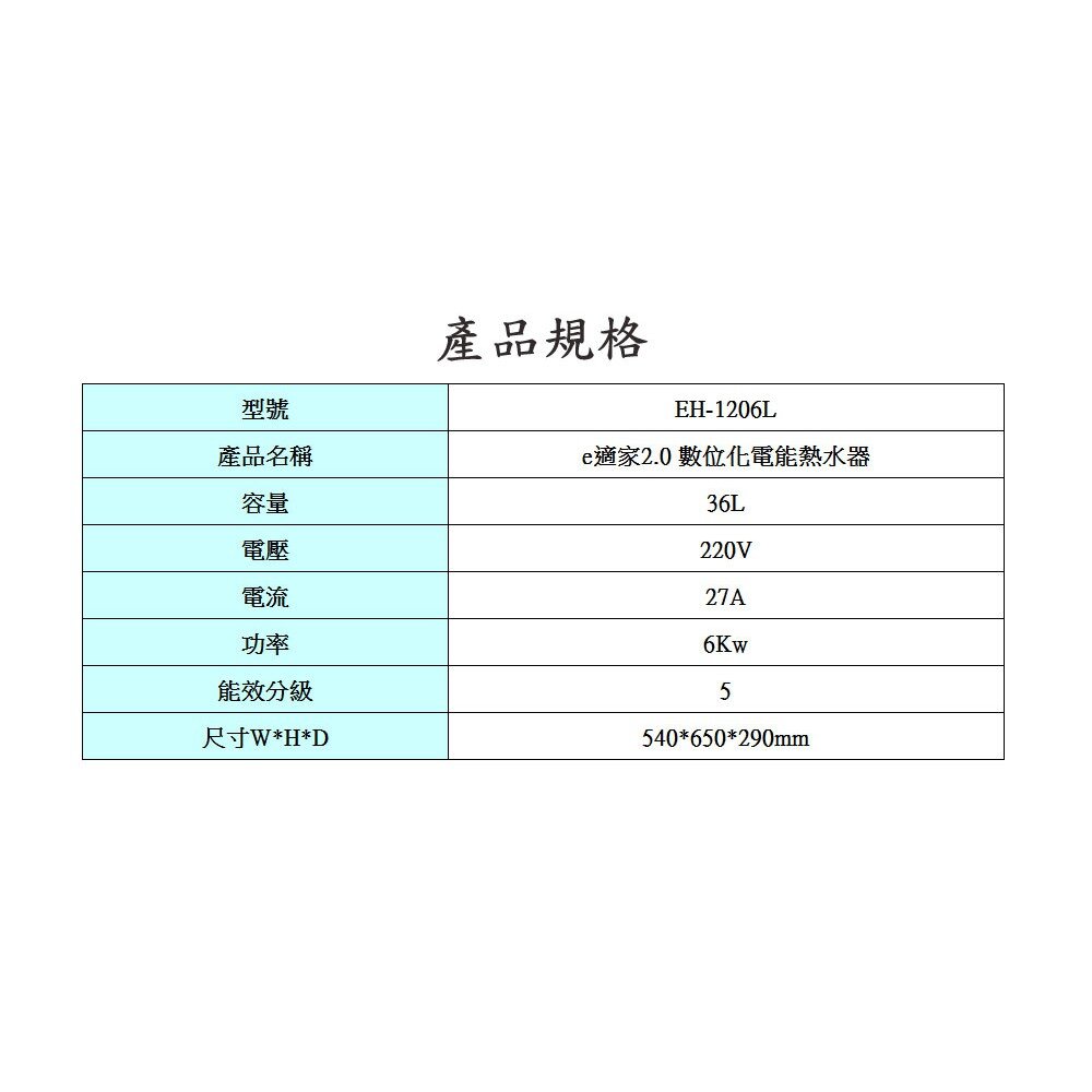 高雄 HMK 鴻茂 EH-1206L e適家2.0 數位化電能熱水器 電熱水器-圖片-6