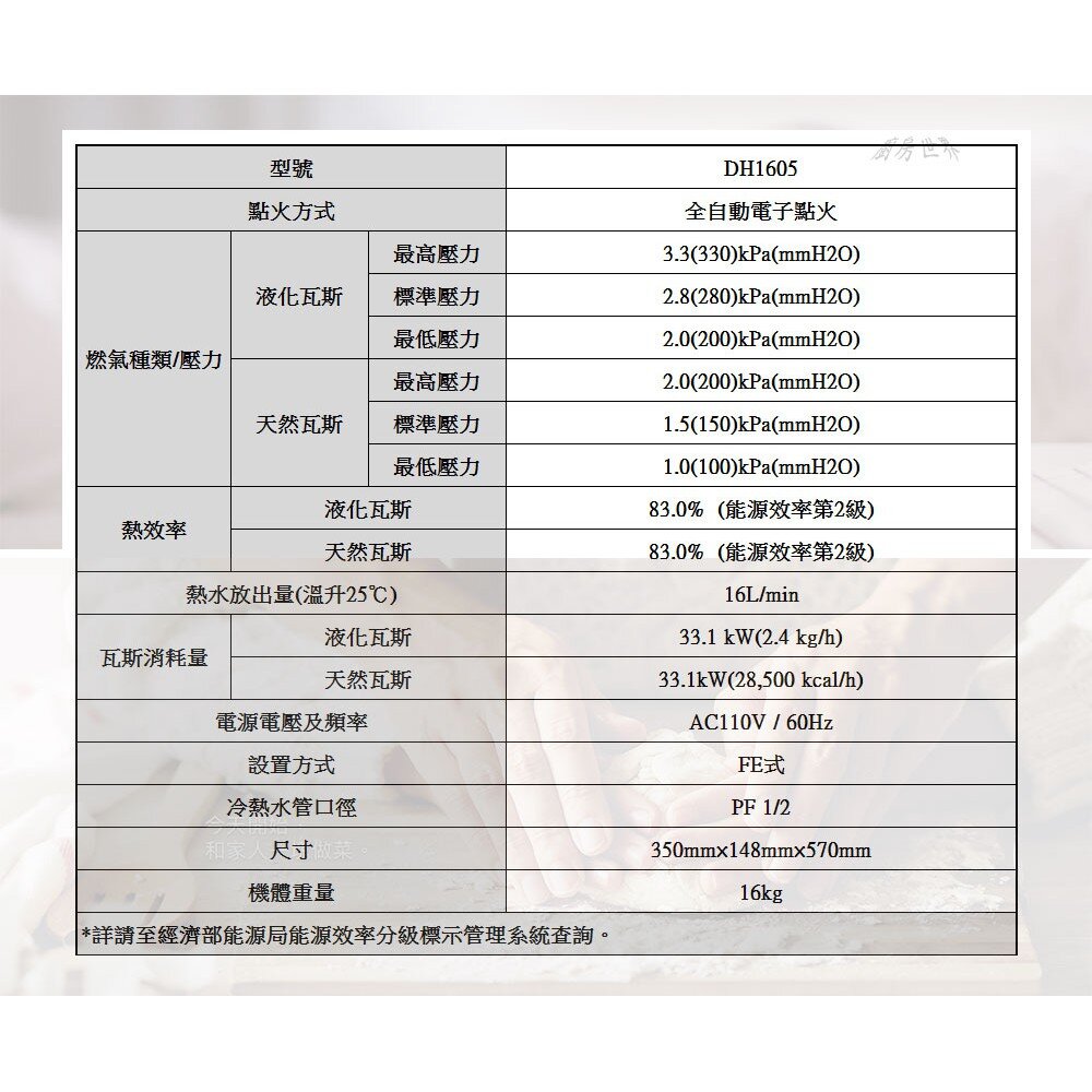 【免運費】高雄 櫻花牌 DH1605 16L 智能恆溫 熱水器 限定區域送基本安裝-圖片-4