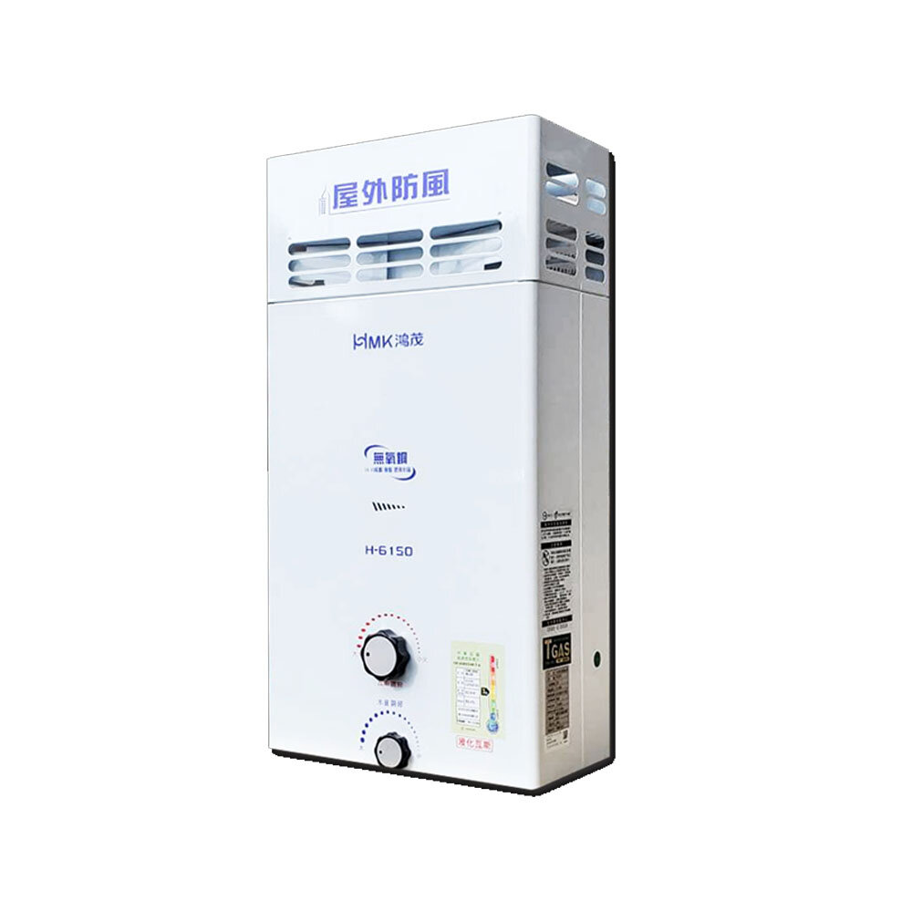 高雄 HMK 鴻茂 屋外抗風 H-6150 12L 自然排氣 瓦斯 熱水器 屋外型-圖片-1