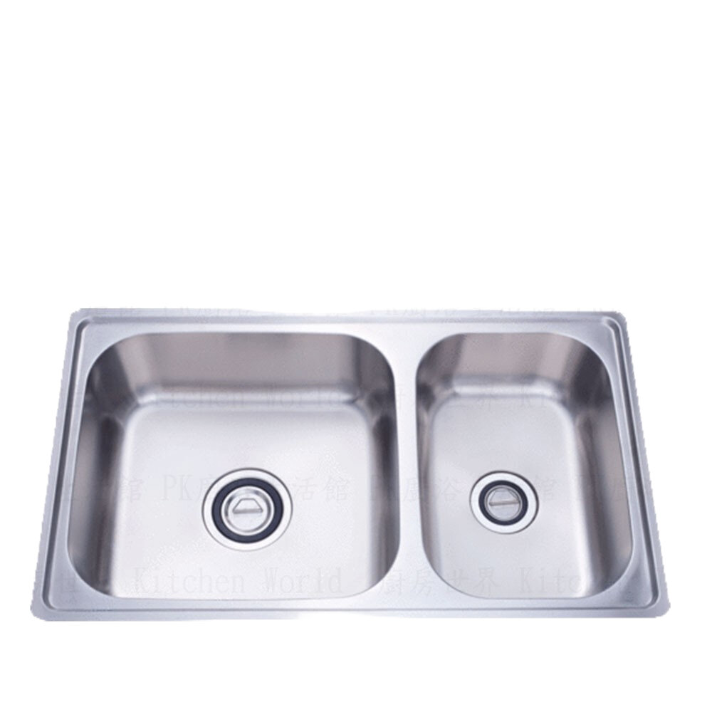 高雄 大吉熊 KL-208 不鏽鋼水槽 雙層式雙槽-柔絲面 88公分 一體成型【KW廚房世界】-圖片-1