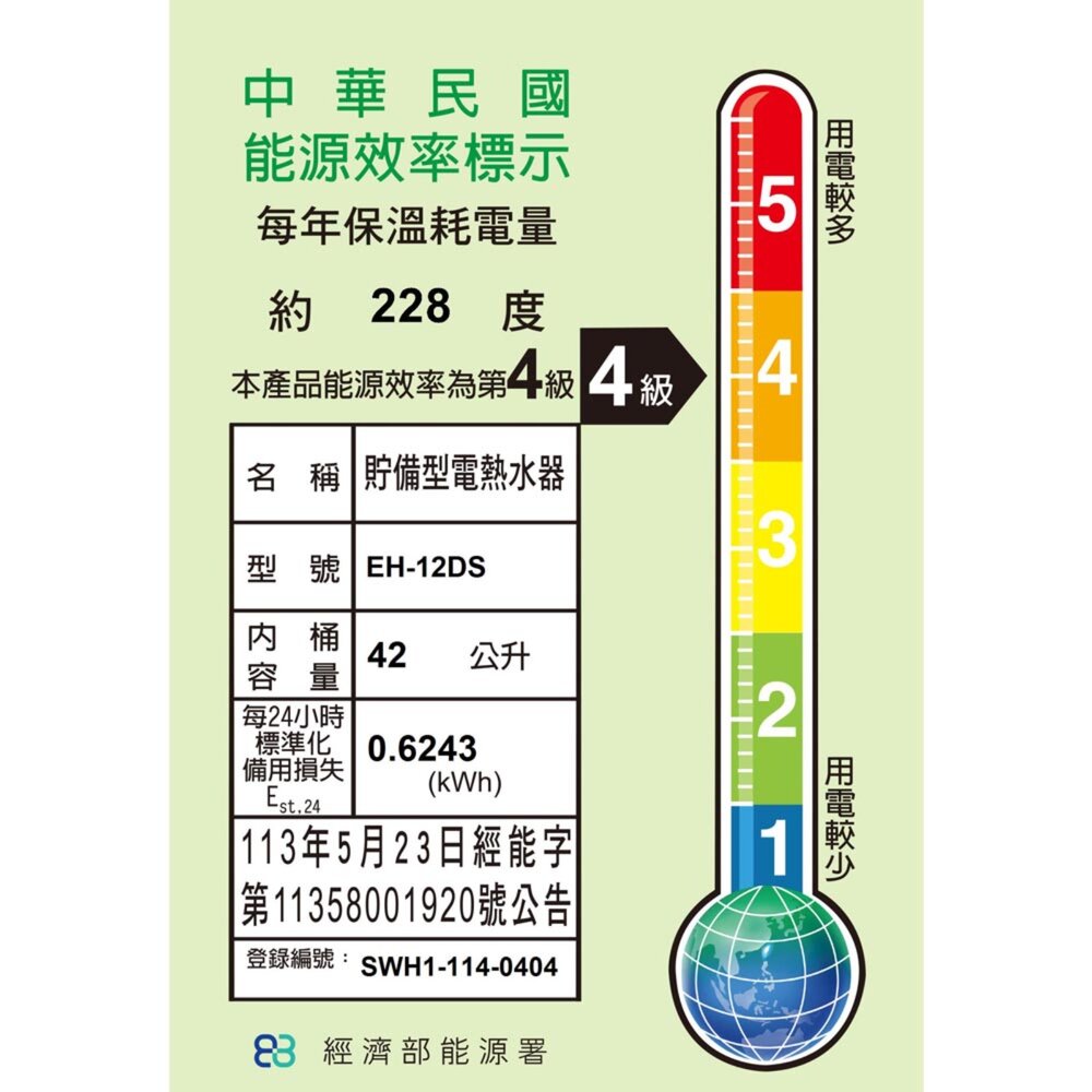高雄 HMK鴻茂 EH-12DS 42L 12加侖 標準型 儲熱式電熱水器 EH-12-圖片-2