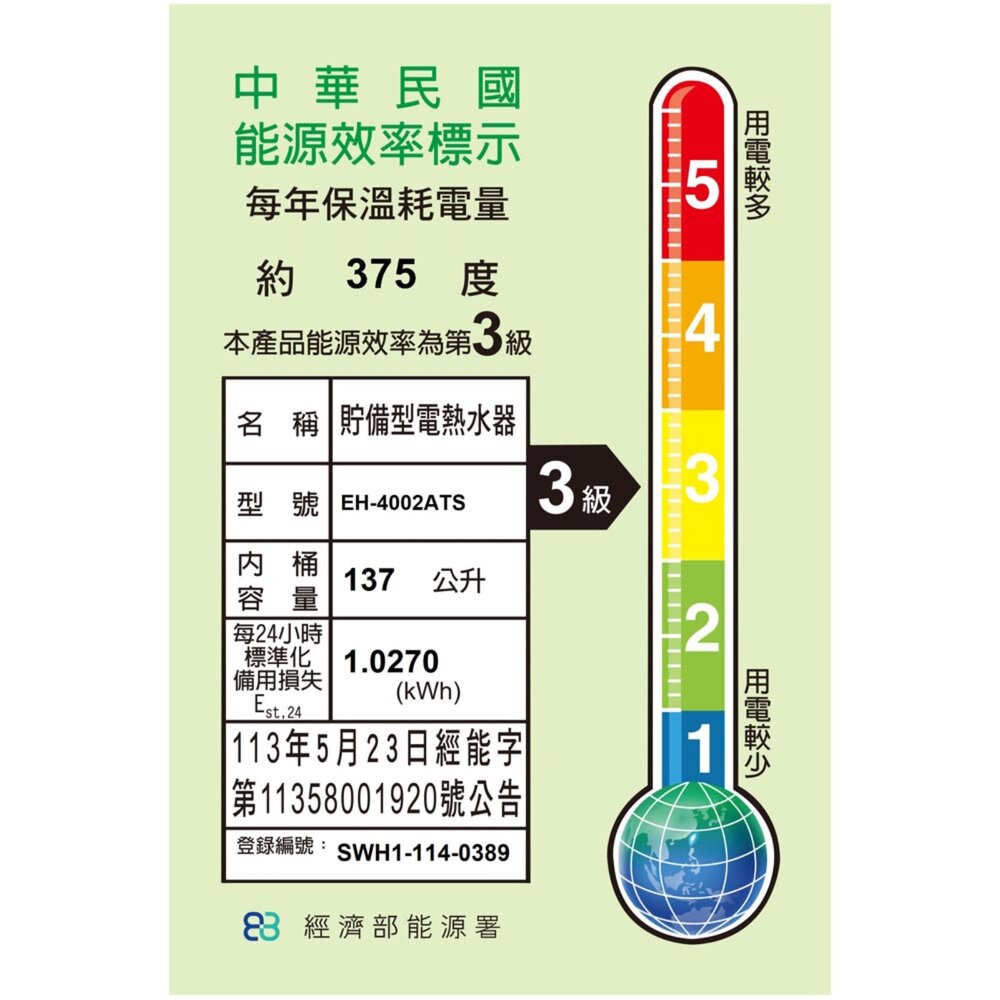 高雄 HMK鴻茂 EH-4002ATS 137L 定時調溫型 電熱水器 EH-4002-圖片-2