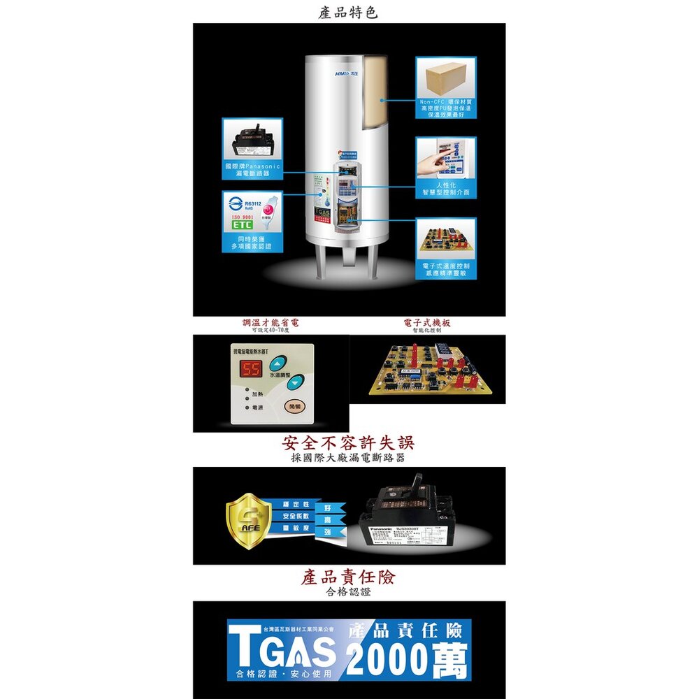 高雄 HMK鴻茂 EH-3001TS 110L 調溫型 電熱水器 EH-3001 限定區域送基本安裝-圖片-5