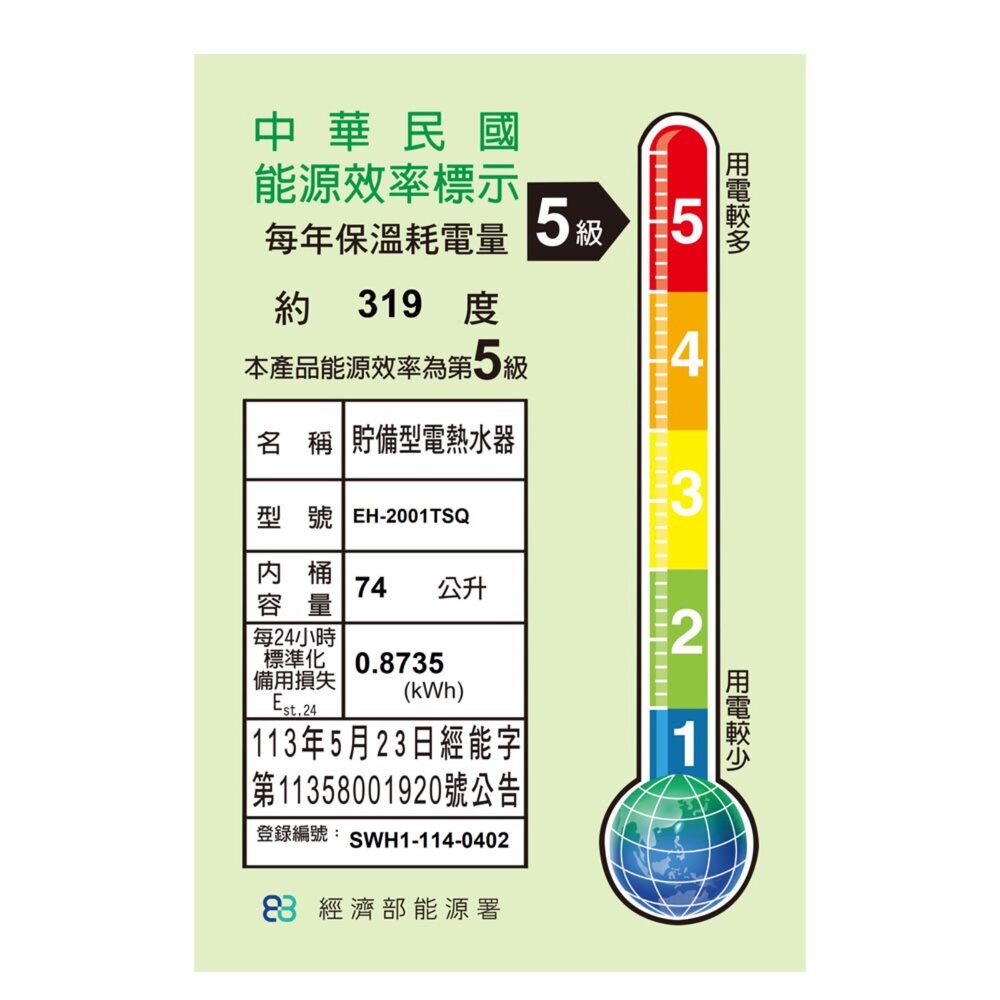 高雄 HMK鴻茂 EH-2001TSQ 74L 橫掛式調溫型 電熱水器 EH-2001-圖片-2