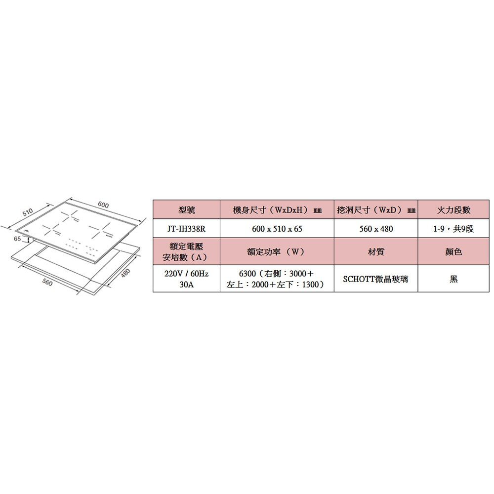 高雄 喜特麗 JT-IH338R 智能連動 IH微晶調理爐 JT-338 限定區域送基本安裝-圖片-4
