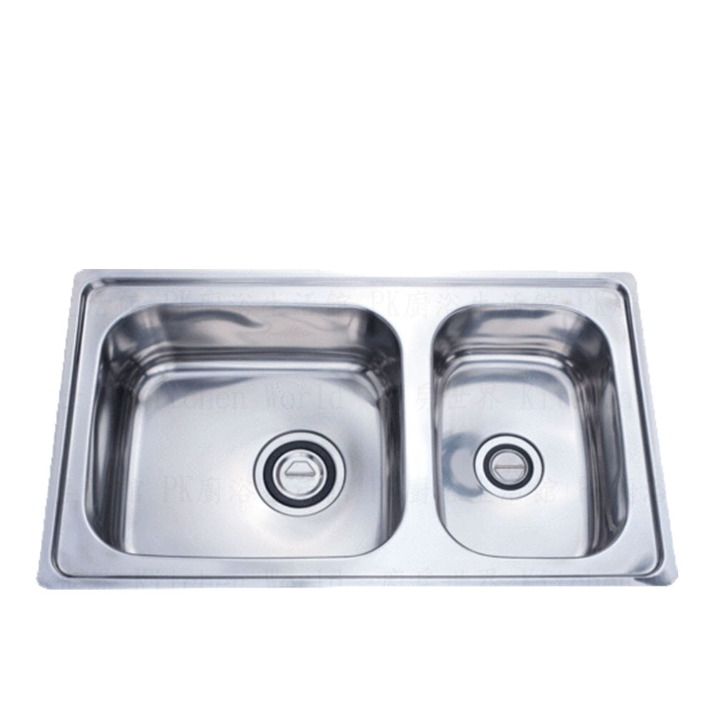 高雄 大吉熊 KL-203 不鏽鋼 水槽 雙層式雙槽-亮面 86公分【KW廚房世界】-圖片-1