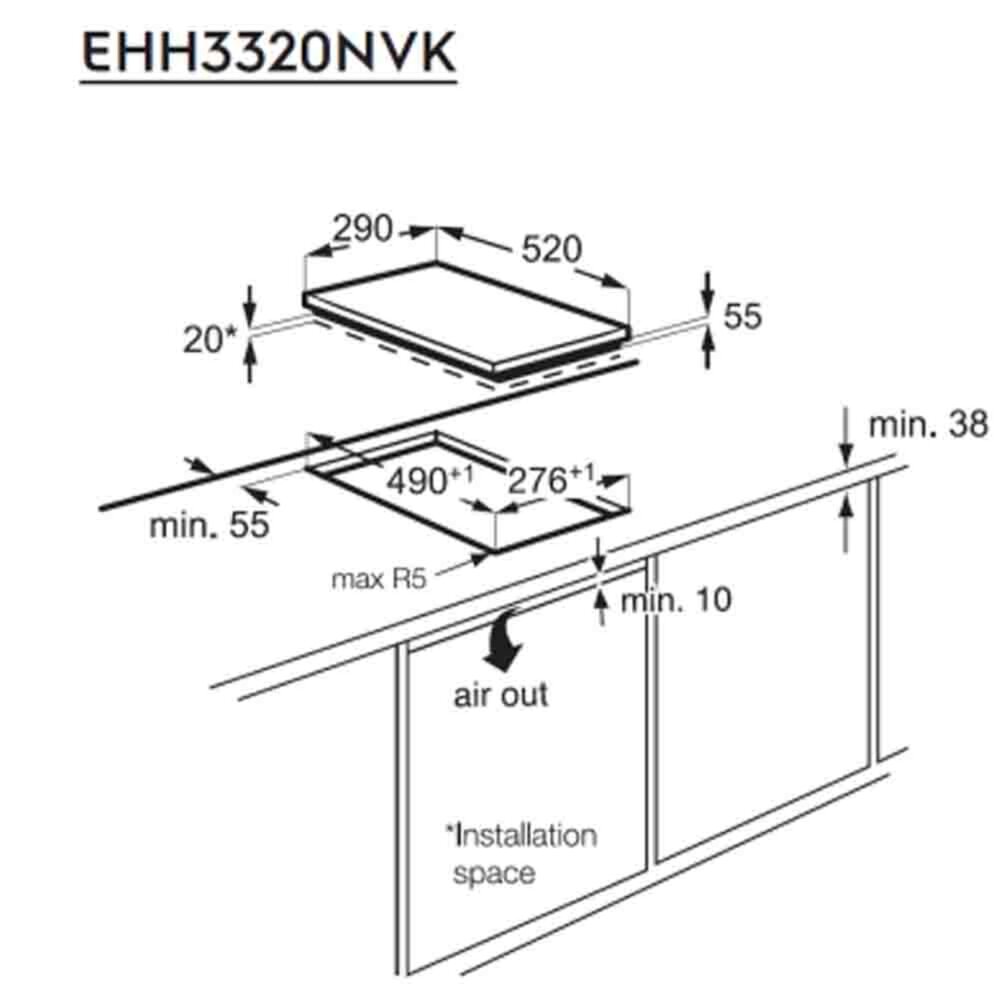 Electrolux 伊萊克斯 EHH3320NVK 29厘米嵌入式雙頭電磁爐-圖片-2