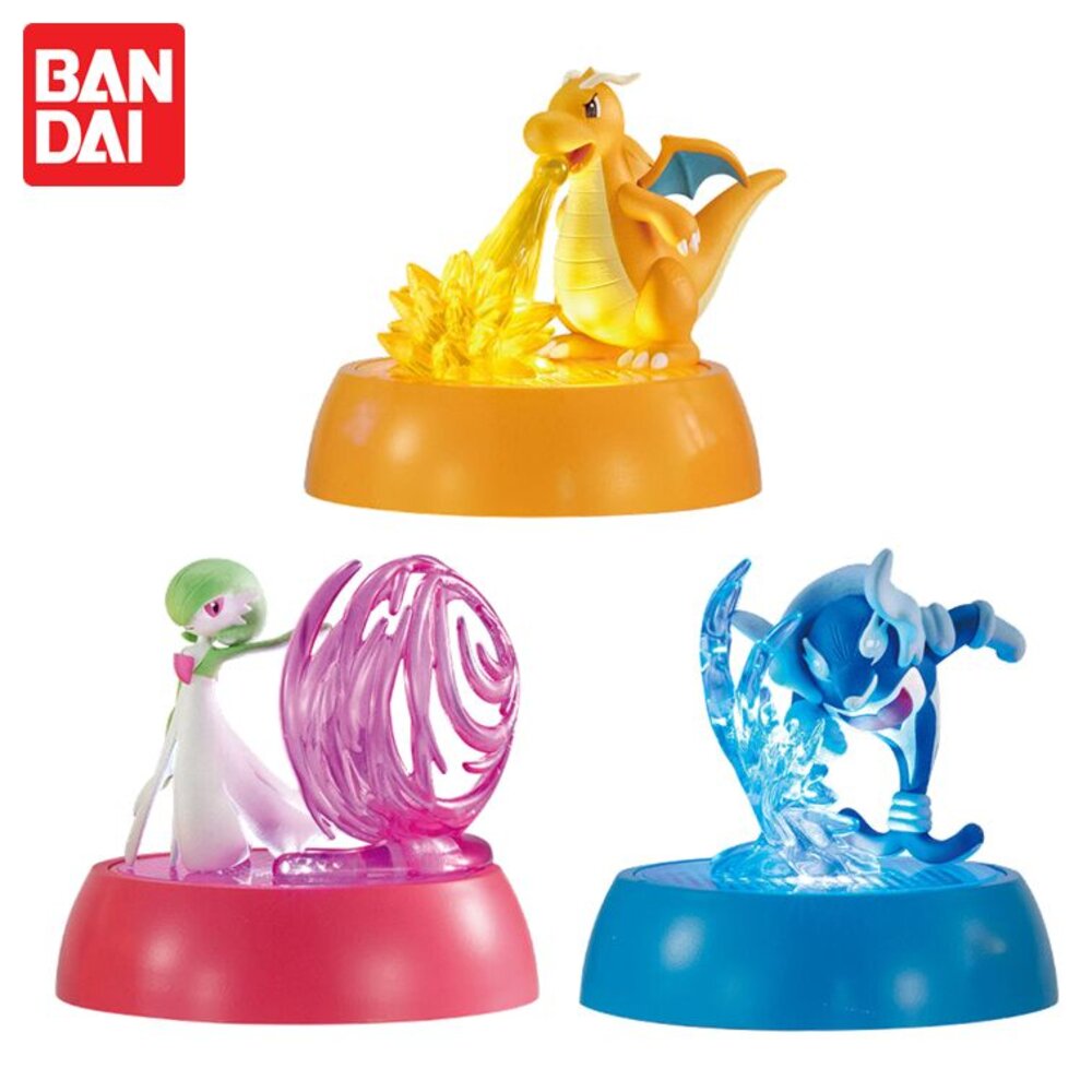🔥現貨🔥精靈寶可夢發光底座公仔P3 萬代 扭蛋 轉蛋 快龍 沙奈朵 海豚俠 發光 環保扭蛋-圖片-1