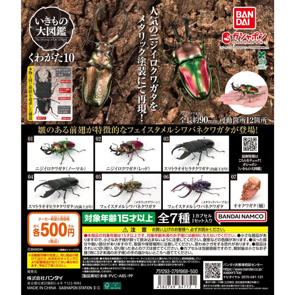 🔥現貨🔥生物大圖鑑 鍬形蟲10 萬代 扭蛋 轉蛋 彩虹鍬形蟲 蟲蛹生物大圖鑑 鍬形蟲 萬代 扭蛋-圖片-1