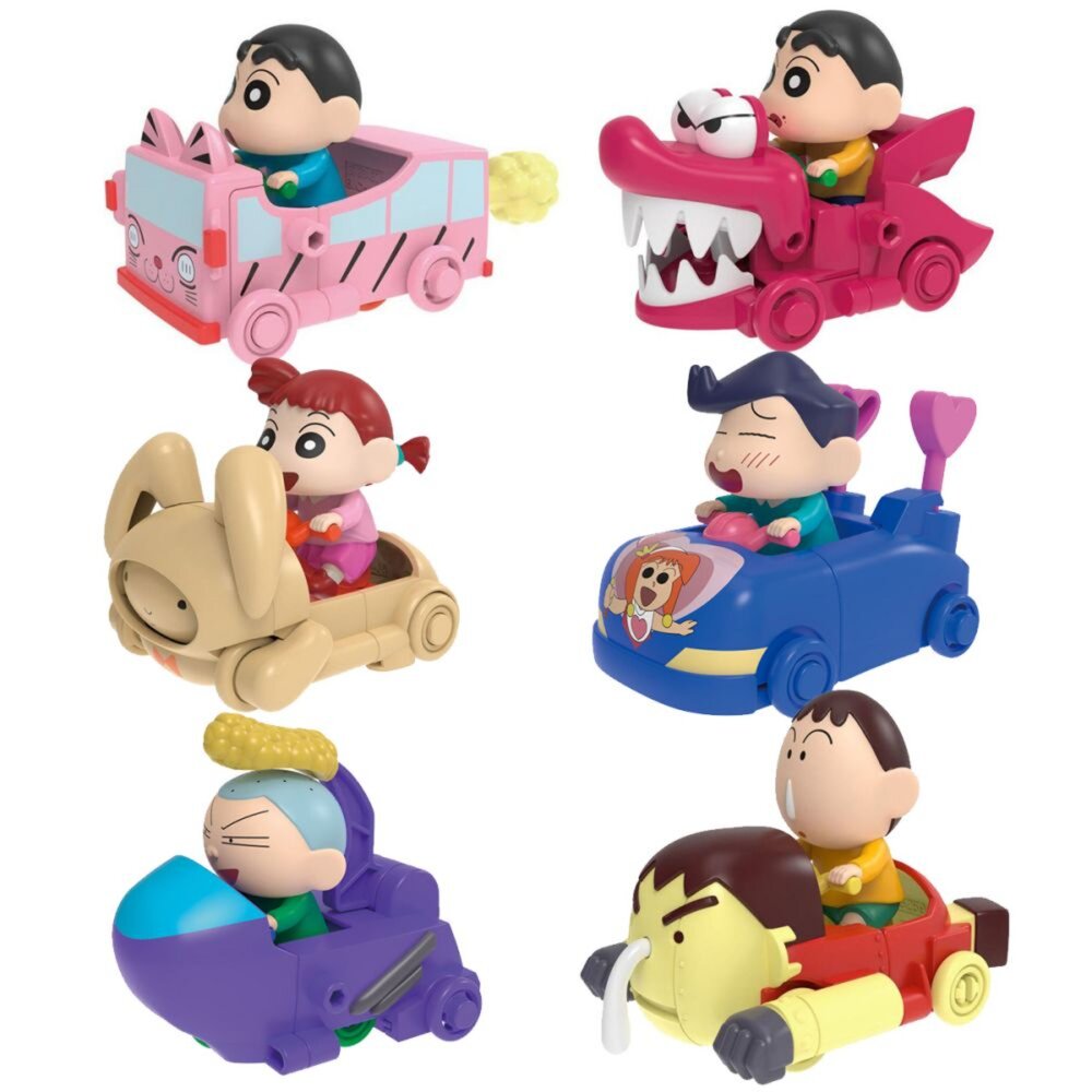 250501163904-🔥現貨🔥蠟筆小新角色造型車套組 第二彈 第三彈  萬代 盒玩 盲盒 腳踏車 車車 合體 阿呆