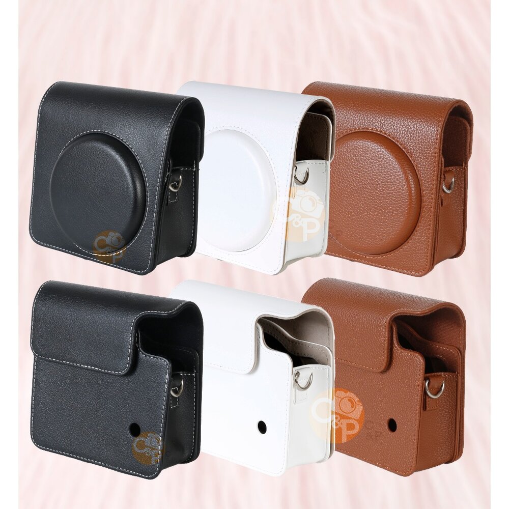 16796786457-📷現貨 富士 instax SQ40 專用相機皮套 原廠/副廠分體式/透明水晶殼 復古黑 棕 白 附背帶