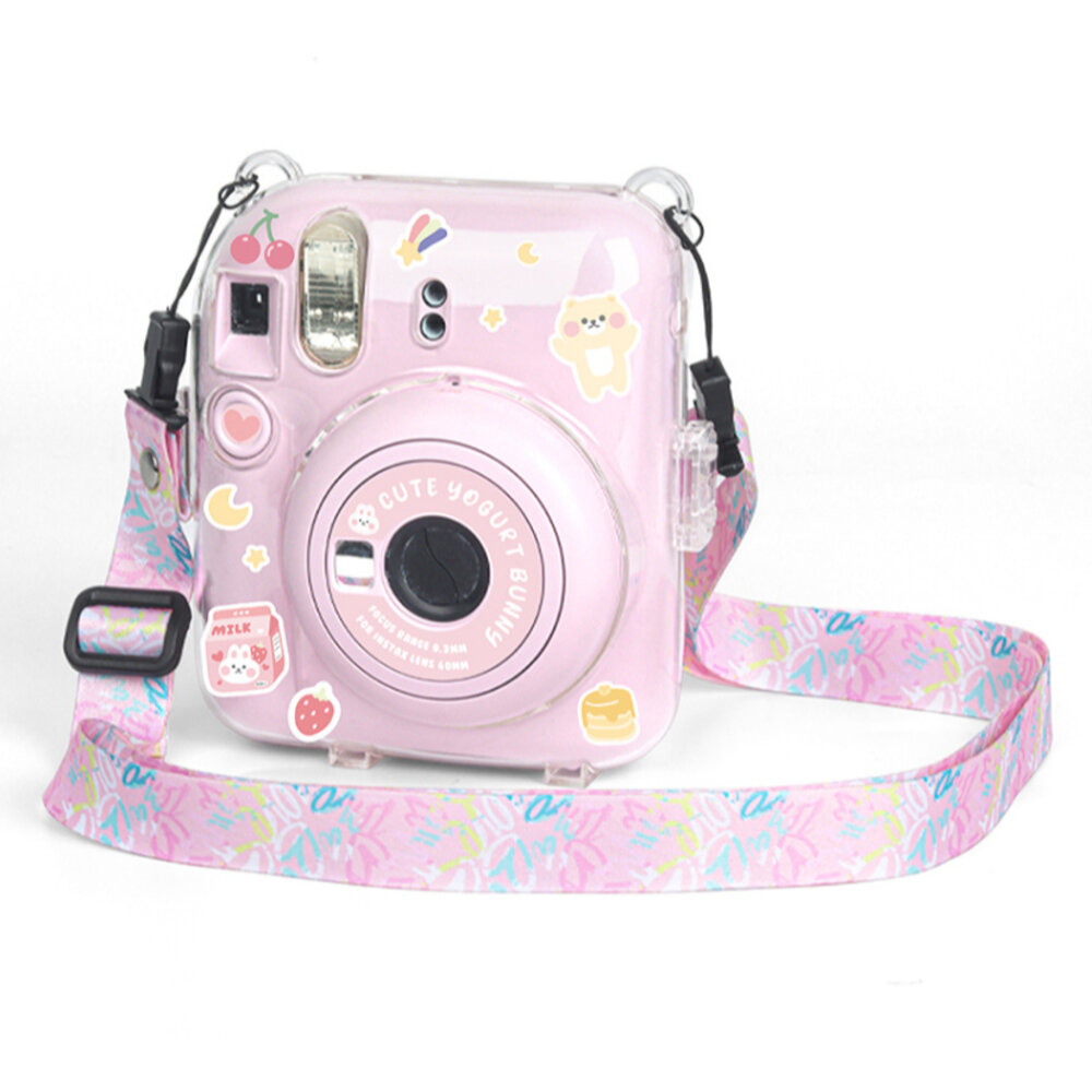 📷現貨 富士 instax mini 12 專用水晶殼 保護殼 mini12 透明/貼紙彩繪版 附風格背帶-圖片-2