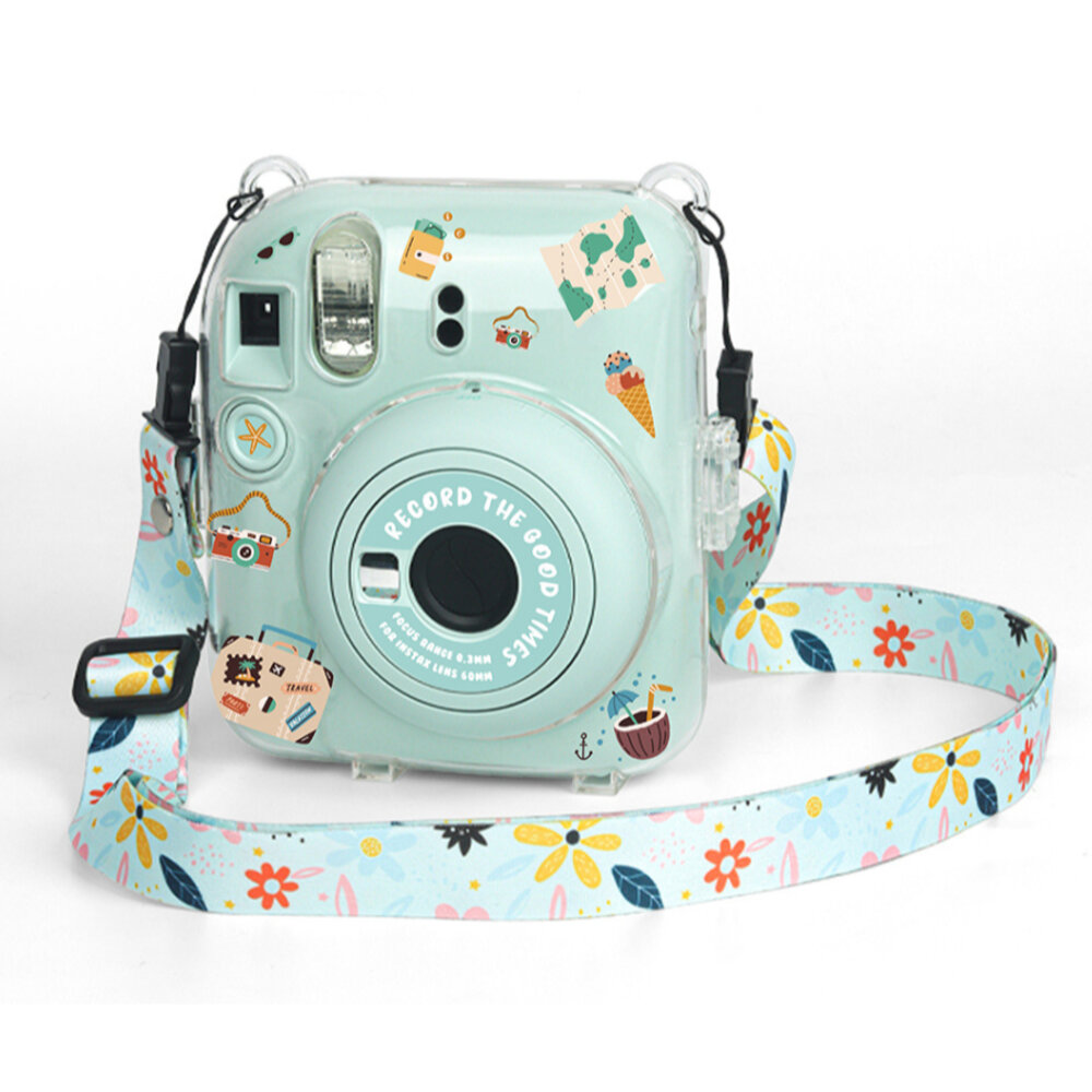 📷現貨 富士 instax mini 12 專用水晶殼 保護殼 mini12 透明/貼紙彩繪版 附風格背帶-圖片-3