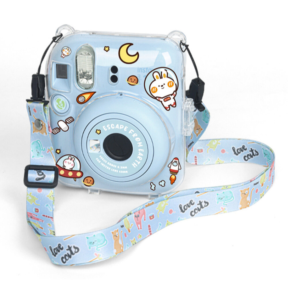 📷現貨 富士 instax mini 12 專用水晶殼 保護殼 mini12 透明/貼紙彩繪版 附風格背帶-圖片-4