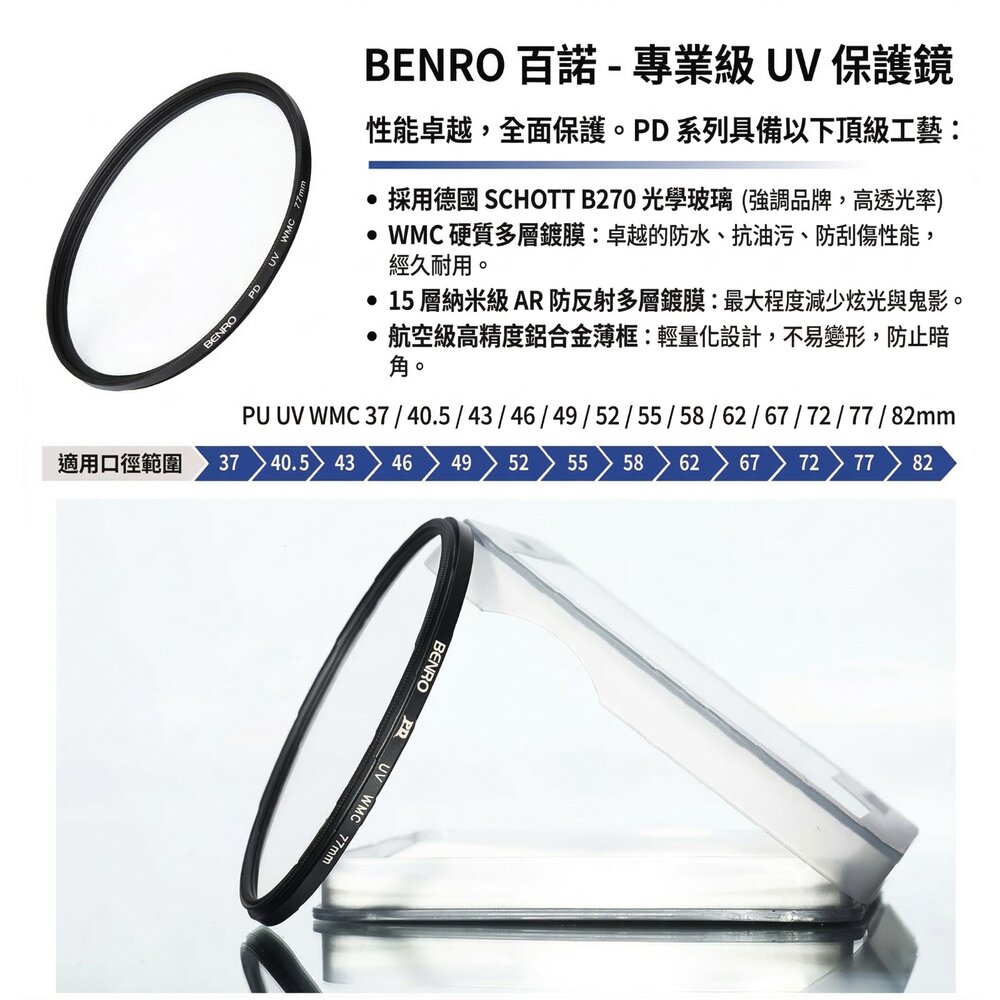 ✨百諾🎞️ BENRO PD UV WMC 專業保護鏡 49/52 mm 富士鏡頭適用📸-圖片-2