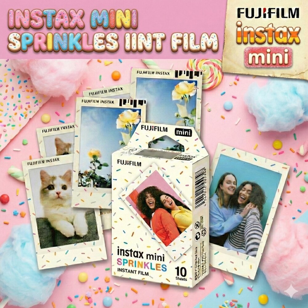 ✨富士📸 Instax Mini 花灑 拍立得 底片 10張入 繽紛糖霜邊框 日本原裝 mini機型適用 現貨📸-圖片-1