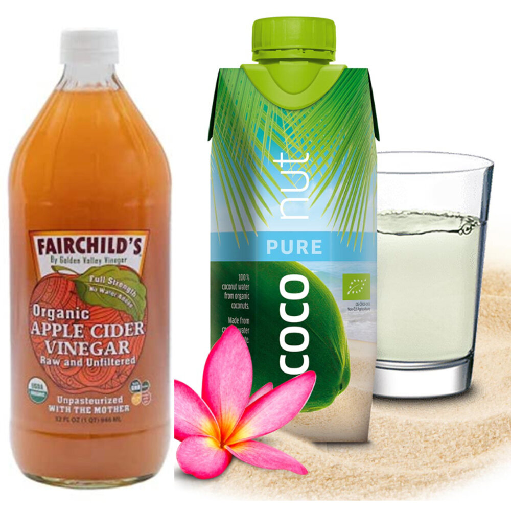 26523192723-Fairchild's有機蘋果醋與Aqua Verda椰子水的組合，提供絕佳口感（醋不再那麼酸、椰子味道不再那麼濃郁）