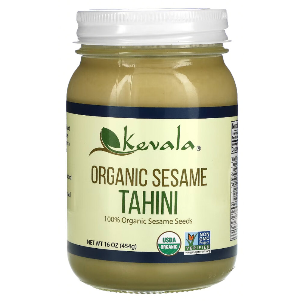 27516996959-卡瓦拉～有機白芝麻醬16oz（454g），安全與美味一定要兼具，無糖，玻璃罐，兼具健康、美味的調味品