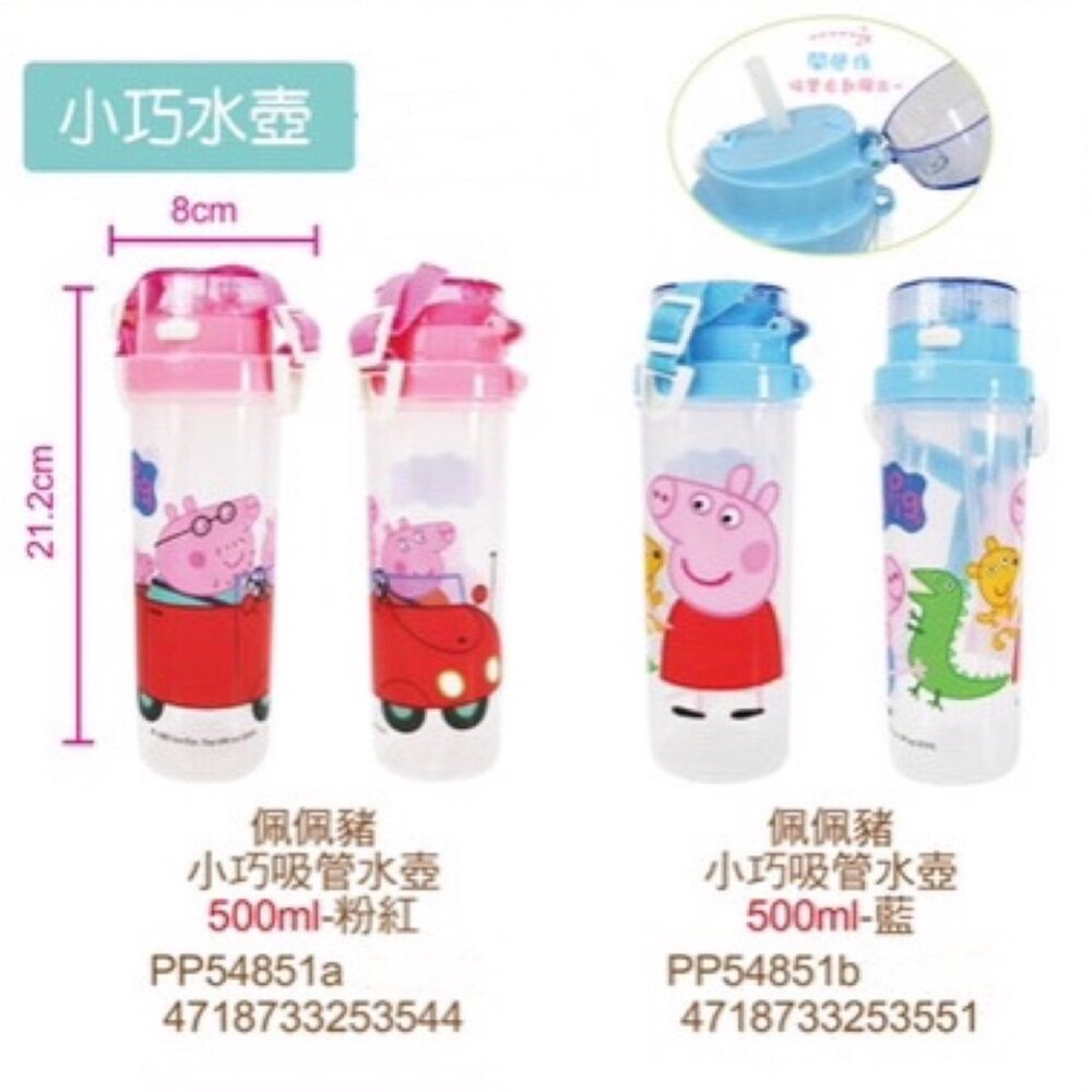 媽媽買 吉伊卡哇 佩佩豬 汪汪隊立大功 巧虎 角落小夥伴 KITTY 美樂蒂 大耳狗 小巧吸管水壺(500ml)-圖片-2