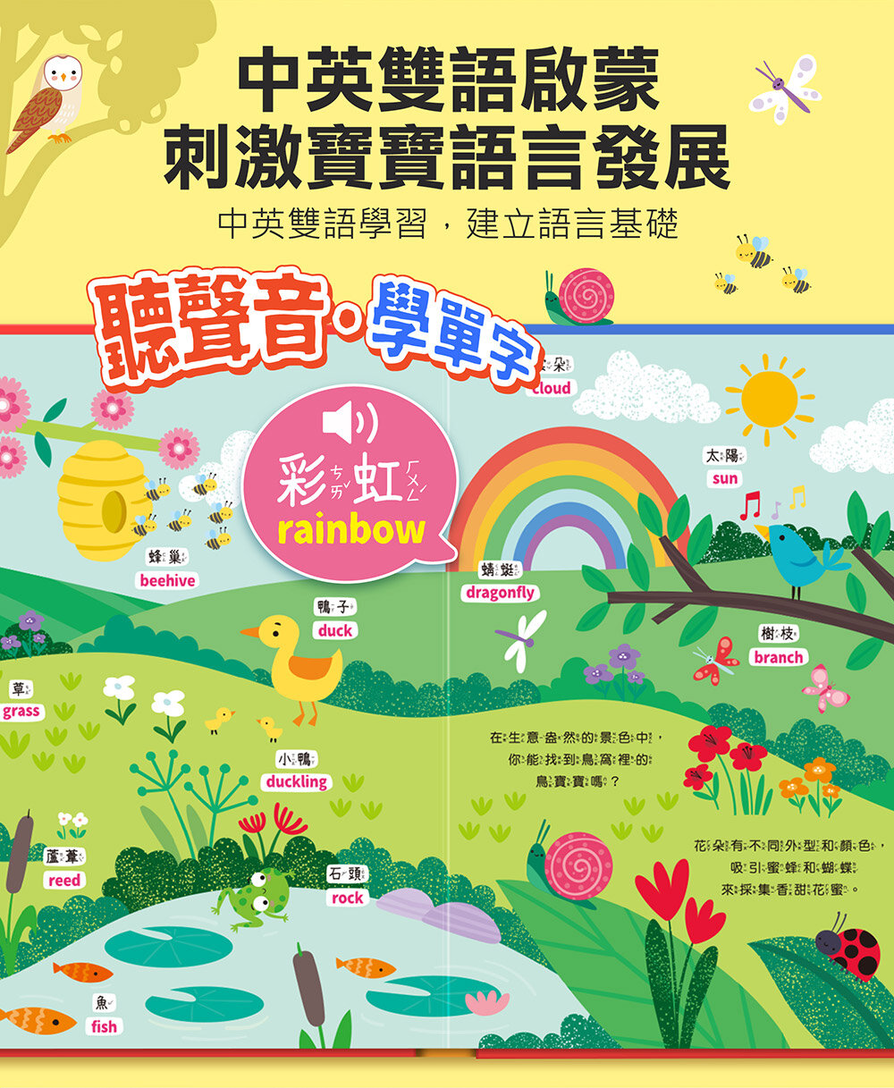 媽媽買 魔法雙語情境音效書 風車寶貝 中英雙語學習 語言啟蒙工具書 親子共讀推薦 找找看 遊戲書 音效書-圖片-12