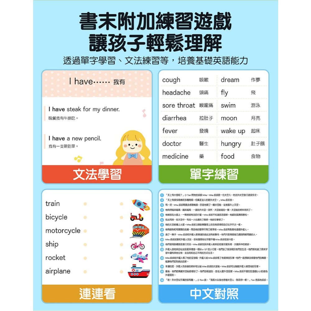 媽媽買 英文小讀者 風車寶貝  英文繪本 英語啟蒙 兒童英文學習書 中英雙語對照  點讀有聲書-圖片-2