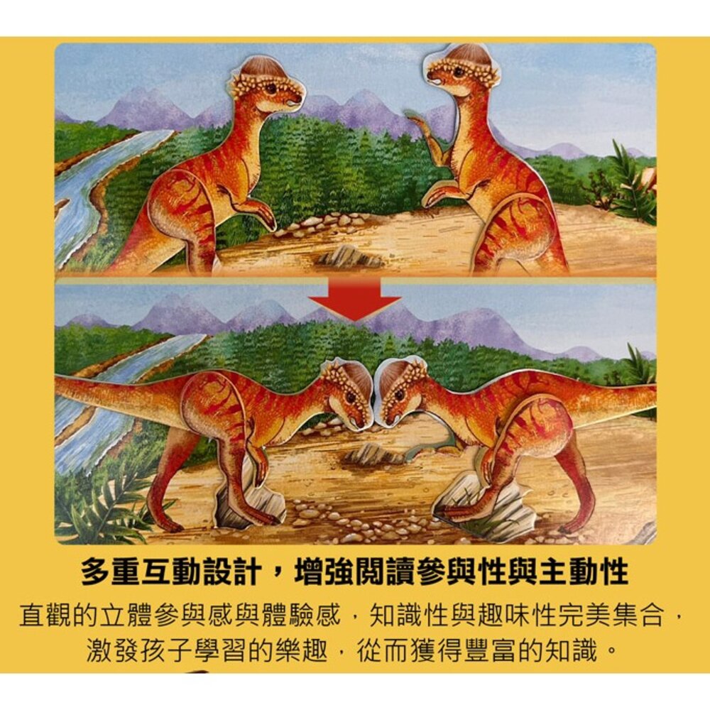 媽媽買 會動的大恐龍百科立體書 風車寶貝 學習百科 親子共讀 立體書 立體場景-圖片-4