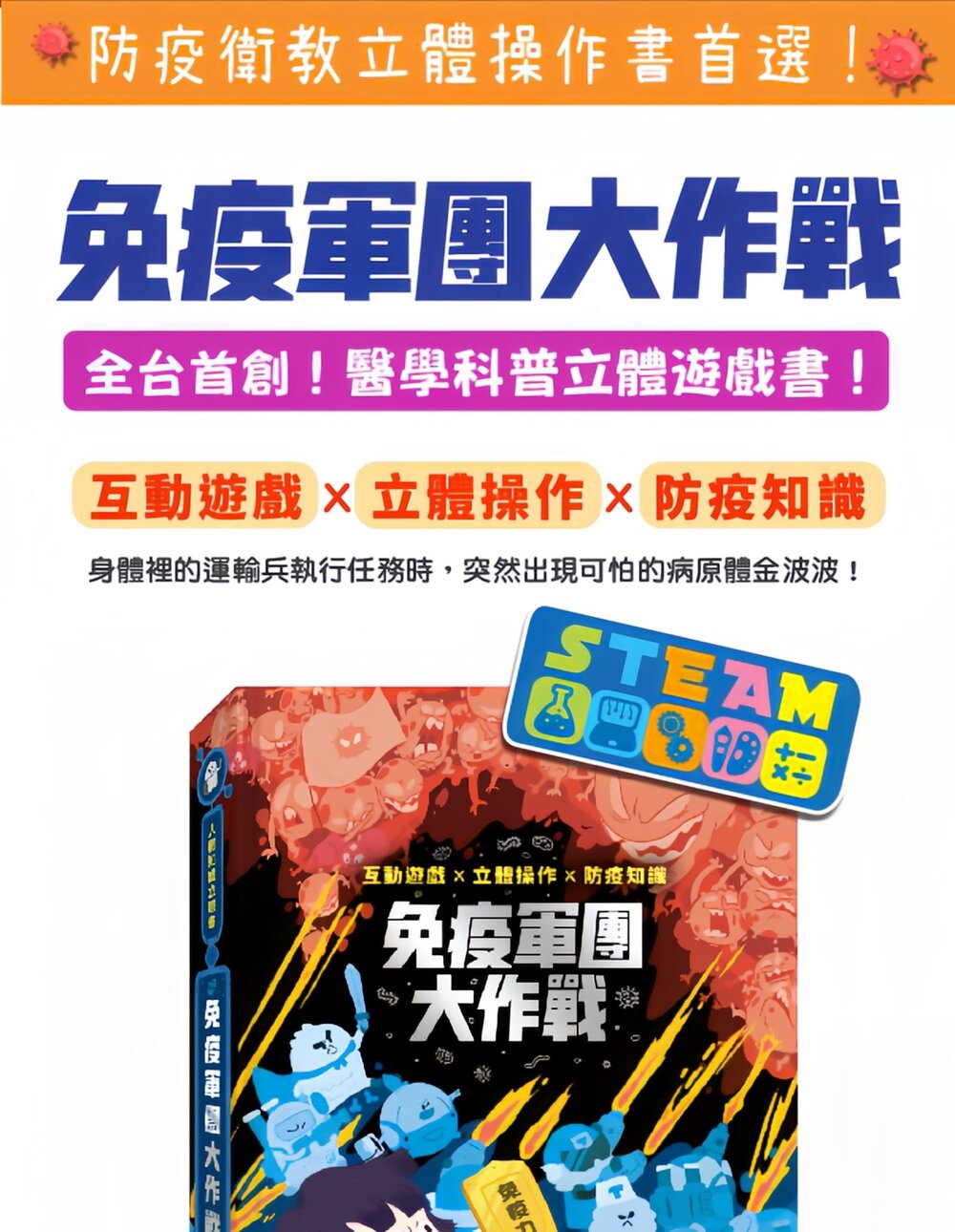 媽媽買 免疫軍團大作戰 禾流文創 人體知識立體書 立體機關書 免疫力科普 健康教育 親子互動遊戲-圖片-5