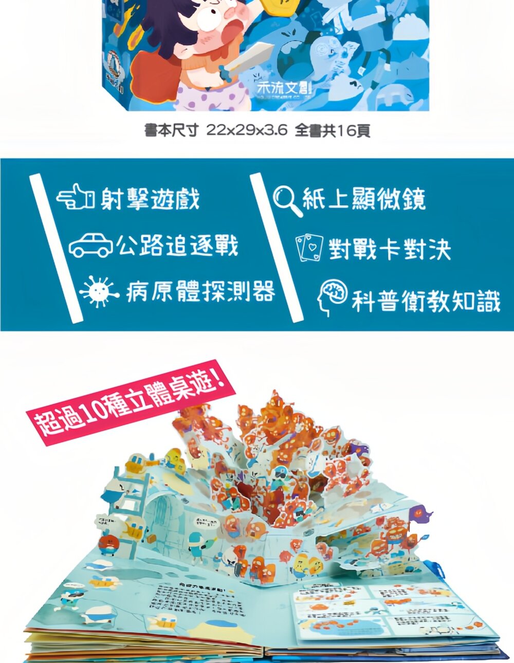 媽媽買 免疫軍團大作戰 禾流文創 人體知識立體書 立體機關書 免疫力科普 健康教育 親子互動遊戲-圖片-6