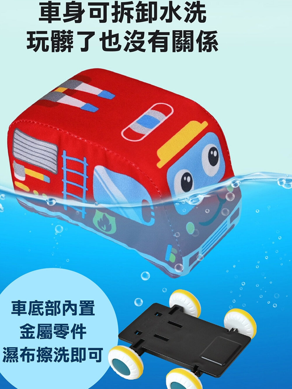 媽媽買 寶寶布製迴力玩具車 風車寶貝 FOOD超人 迴力車 可水洗玩具 救護車 消防車 幼兒交通工具-圖片-1