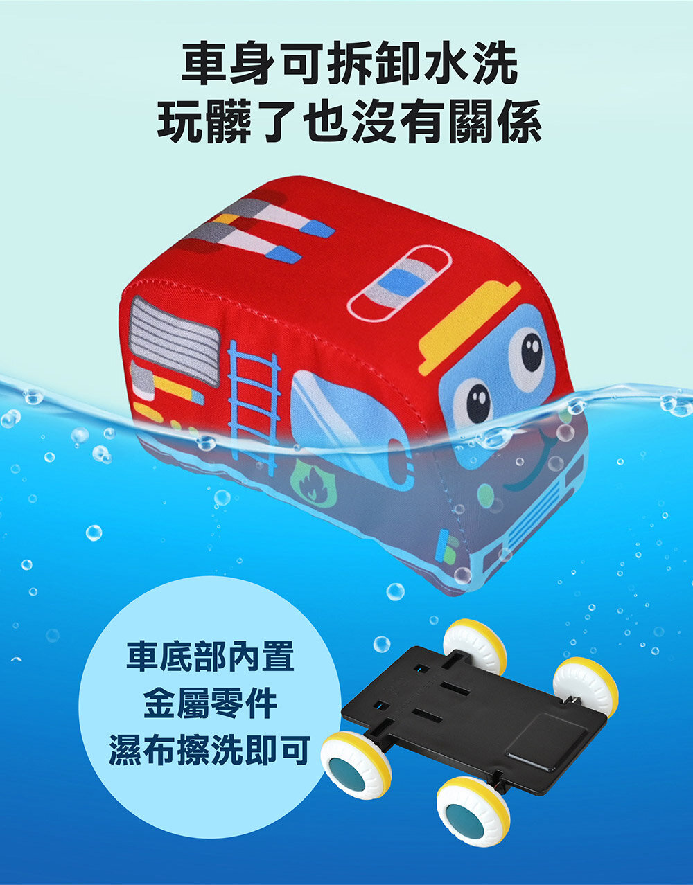 媽媽買 寶寶布製迴力玩具車 風車寶貝 FOOD超人 迴力車 可水洗玩具 救護車 消防車 幼兒交通工具-圖片-9