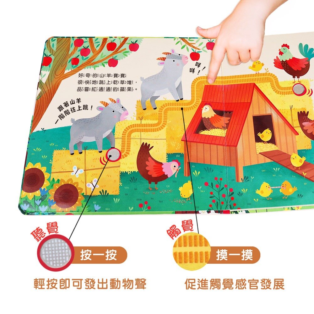 媽媽買 農場嘰哩咕嚕  華碩文化 Follow Me摸摸觸感有聲書 親子共讀 感官啟蒙 幼兒玩具 有聲書 繪本-圖片-4